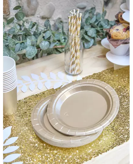 20 små matte gullfargede papptallerkener 18 cm, bilde 2