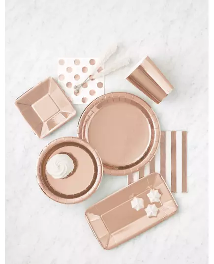 20 Small rose gold cardboard plates 19 cm, image 2