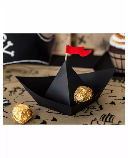 6 Black Origami Paper Pirate Ships 19 x 10 x 14 cm, image 2