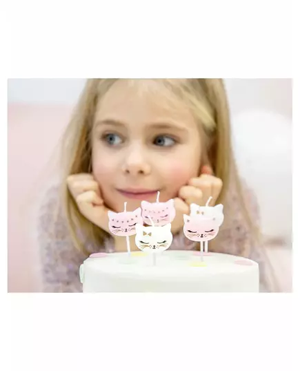 6 hvite og rosa bursdagslys til kattunger, 2 cm, bilde 2