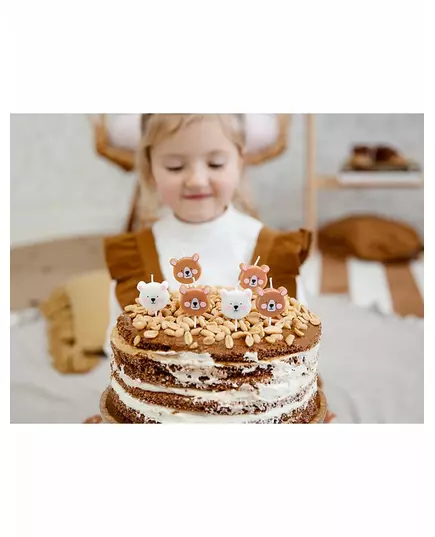Little brown and white bear birthday candles 3 cm, image 2