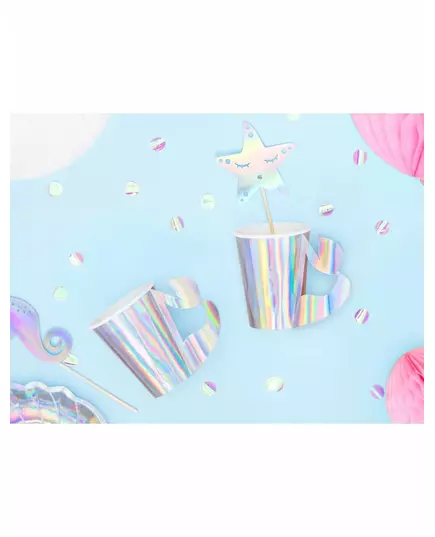 6 Holographic Mermaid Paper Cups 220ml, image 2