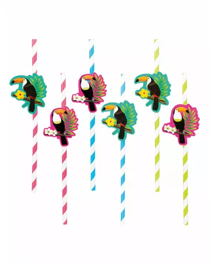 6 Toucan cardboard straws 20 cm, image 2
