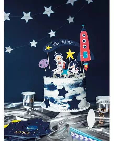 7 space adventure cardboard cake toppers 9.5 - 24.5 cm, image 2