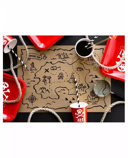 6 Kraft paper placemats with treasure map 40 x 30 cm, image 2