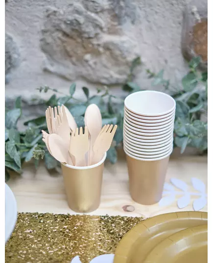 8 matte gullfargede pappkopper à 210 ml, bilde 2