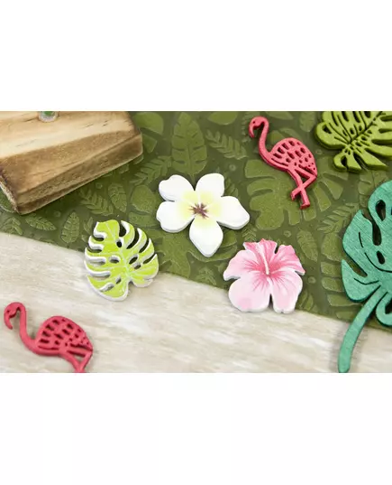 9 trekonfetti tropiske blomster og blader 3,8 cm, bilde 2