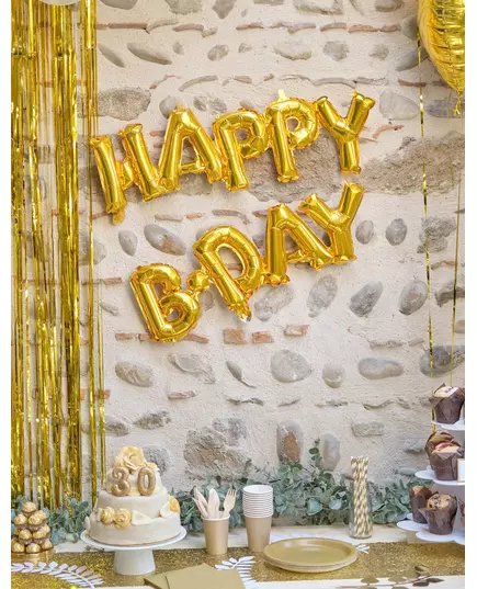 Gold Happy Birthday letter foil balloon, image 2