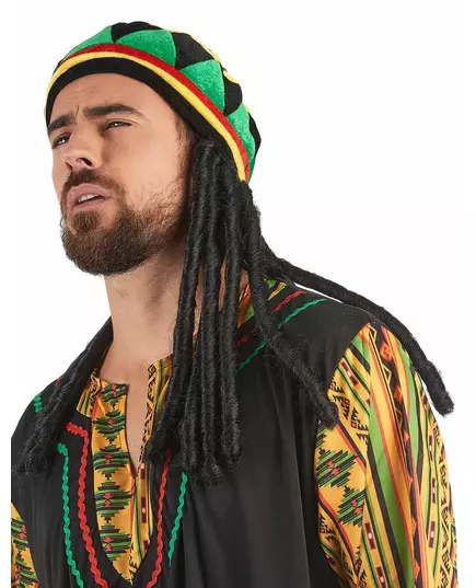 Fløyelsrastahatt med dreadlocks for voksne, bilde 2