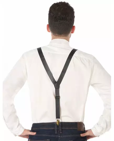 Adult black leatherette suspenders, image 2