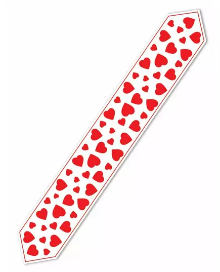 Hvit bordløper med røde hjerter 28 cm x 1,82 m, bilde 2