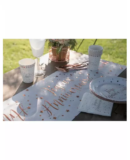 Bursdagsbordløper i roségull i bomull, 3m x 28cm, bilde 2