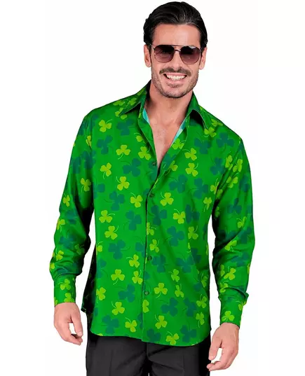 Herreskjorte med langermet shamrock-motiv og St. Patricks dag-motiv, Størrelse: XX-Large