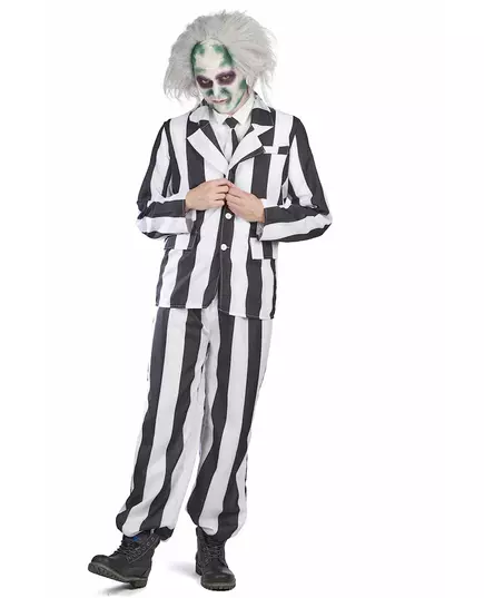 Men's Black and White Striped Ghost Costume, Size: Medium (48-50)