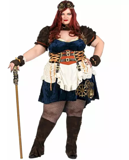Retro futuristisk steampunk-kostyme til kvinner i pluss størrelse, Størrelse: XX-Large (46/48)