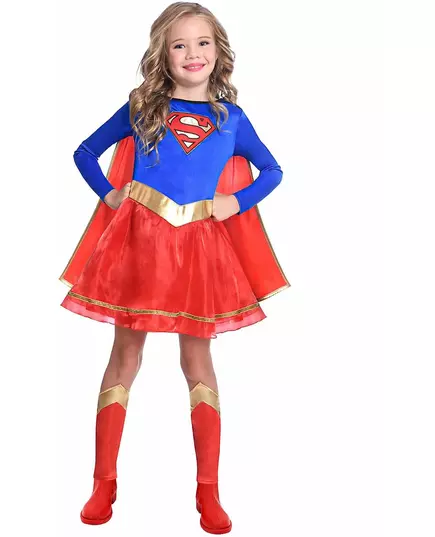 Klassisk Supergirl-kostyme til jenter, Størrelse: 10–12 år (146 cm)