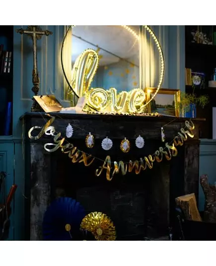 1.80 m Gold Metallic Happy Birthday Garland, image 2