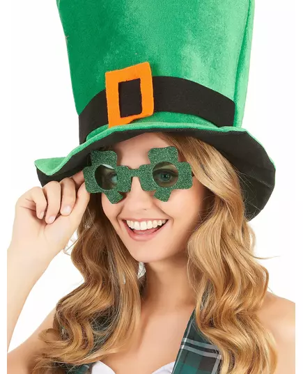 Grønne kløverglitterbriller til voksne, St. Patricks dag, bilde 2
