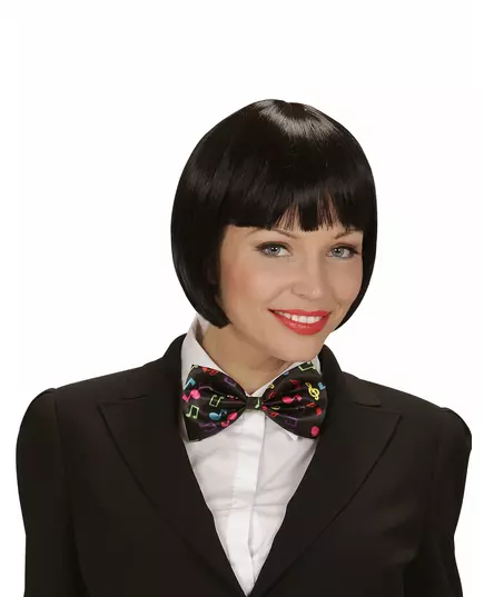 Adult black bow tie with musical notes, image 2