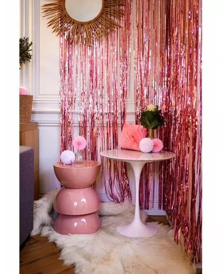 Rose gold shimmer fringe curtain 2.44m x 92cm, image 2