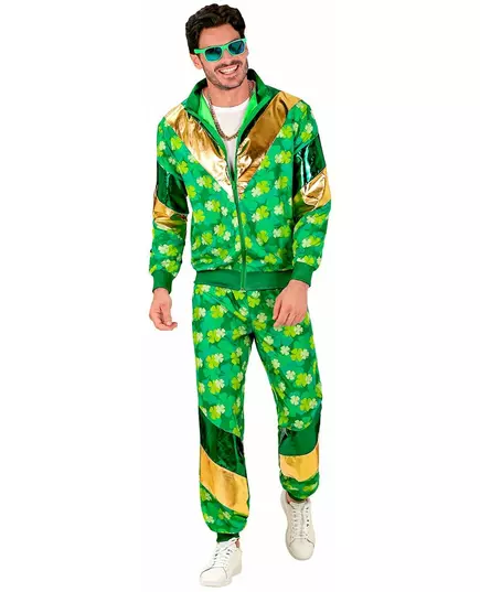 Voksen St. Patricks Day-treningsdrakt med kløvermotiv, Størrelse: Large