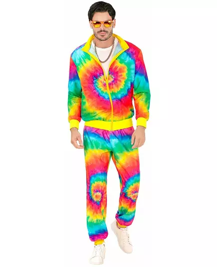 Neon Tie and Dye-treningsdrakt for voksne, Størrelse: Medium