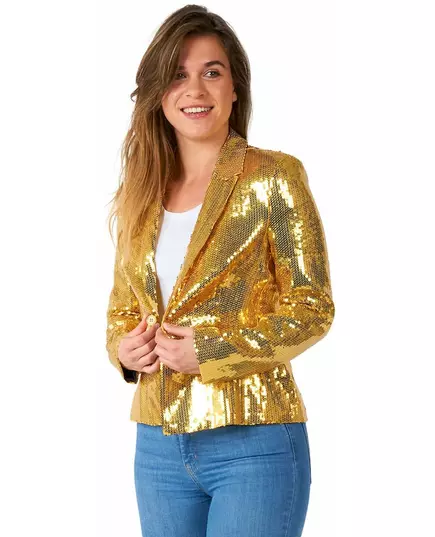 Suitmeister women's gold sequin blazer jacket, Size: Large (EU 42-44)