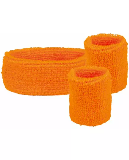 80's orange headband and wristbands for adults, image 2