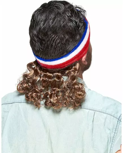 Adult Blue, White and Red Mullet Headband, image 2