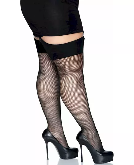 Plus size black fishnet stockings, image 2
