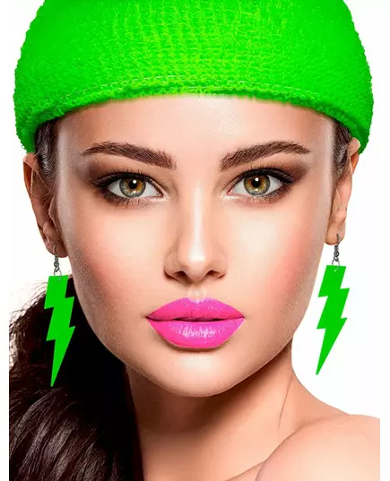 Neon green lightning earrings, image 2