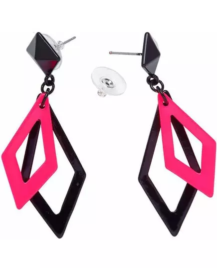 Black and pink diamond earrings for women, image 2