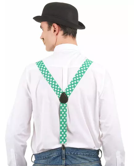 Grønne bukseseler med hvite kløver på St. Patricks dag, bilde 2