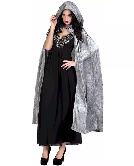 Grey velvet-look cape 170 cm adult Halloween, image 2