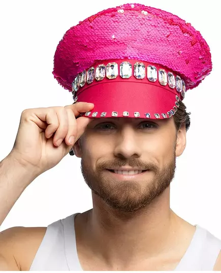 Neonrosa vendbar paljettlue for voksne, bilde 2
