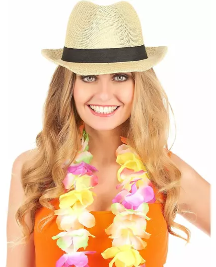 Ecru Borsalino hat with black band for adults, image 2