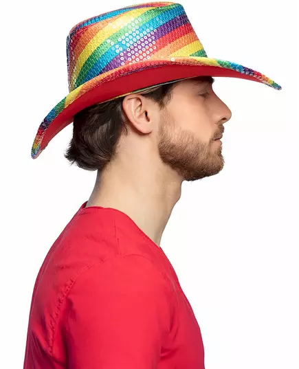 Cowboyhatt for voksne med regnbue og paljetter, bilde 2