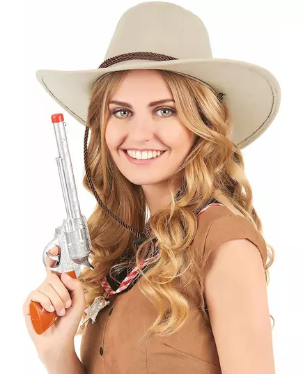 Luxury beige suede cowboy hat for adults, image 2