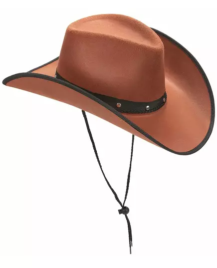 Brun cowboyhatt for voksne med svart kant, bilde 2