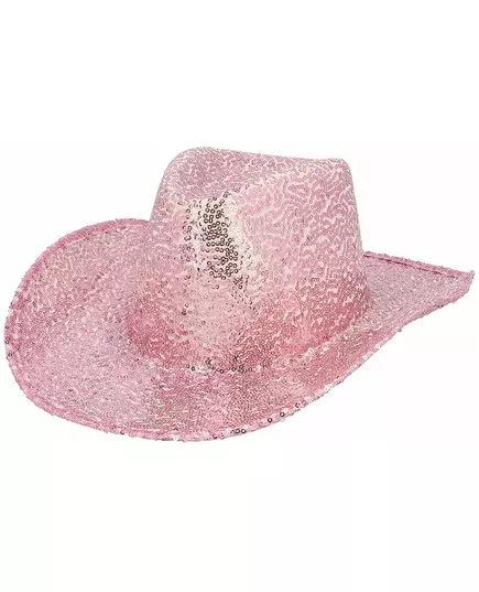 Lyserosa cowboyhatt for voksne med paljetter, bilde 2