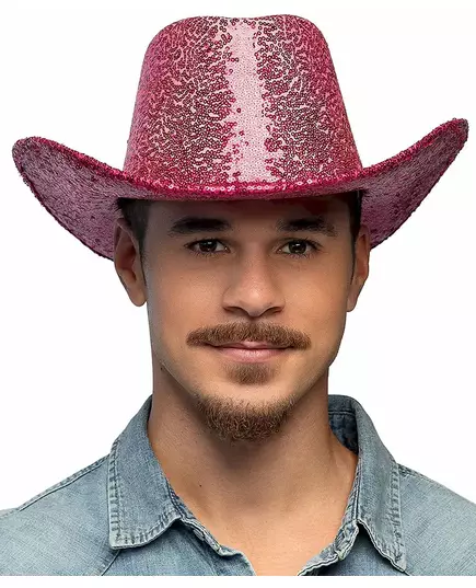 Adult Fuchsia Pink Sequin Cowboy Hat, image 2
