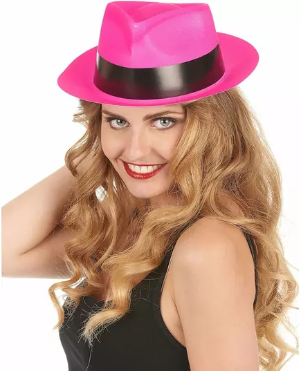 Neonrosa gangsterhatt for voksne, bilde 2