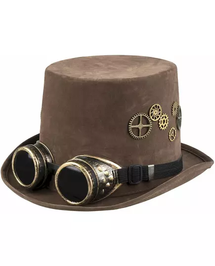 Brun topphatt med tannhjul og steampunk-briller for voksne, bilde 2