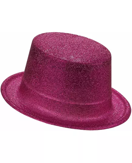 Fuchsia glitter plastflosshatt for voksne, bilde 2