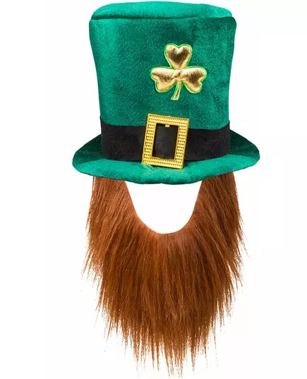 Voksen gullfarget kløverhatt med St. Patricks dag-skjegg, bilde 2