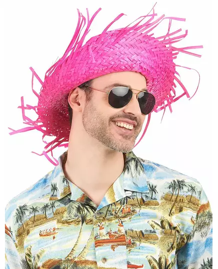 Adult pink Hawaiian hat, image 2