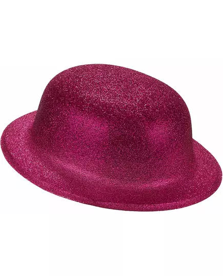 Fuchsia paljettbesatt bowlerhatt for voksne, bilde 2