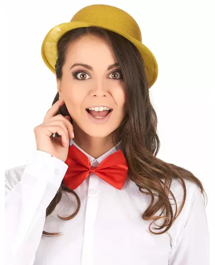 Gullglitter bowlerhatt i plast for voksne, bilde 2