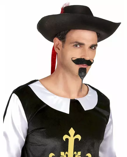 Adult black and red musketeer hat, image 2