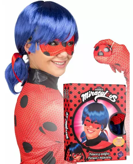 Ladybug adult wig and mask set, image 2